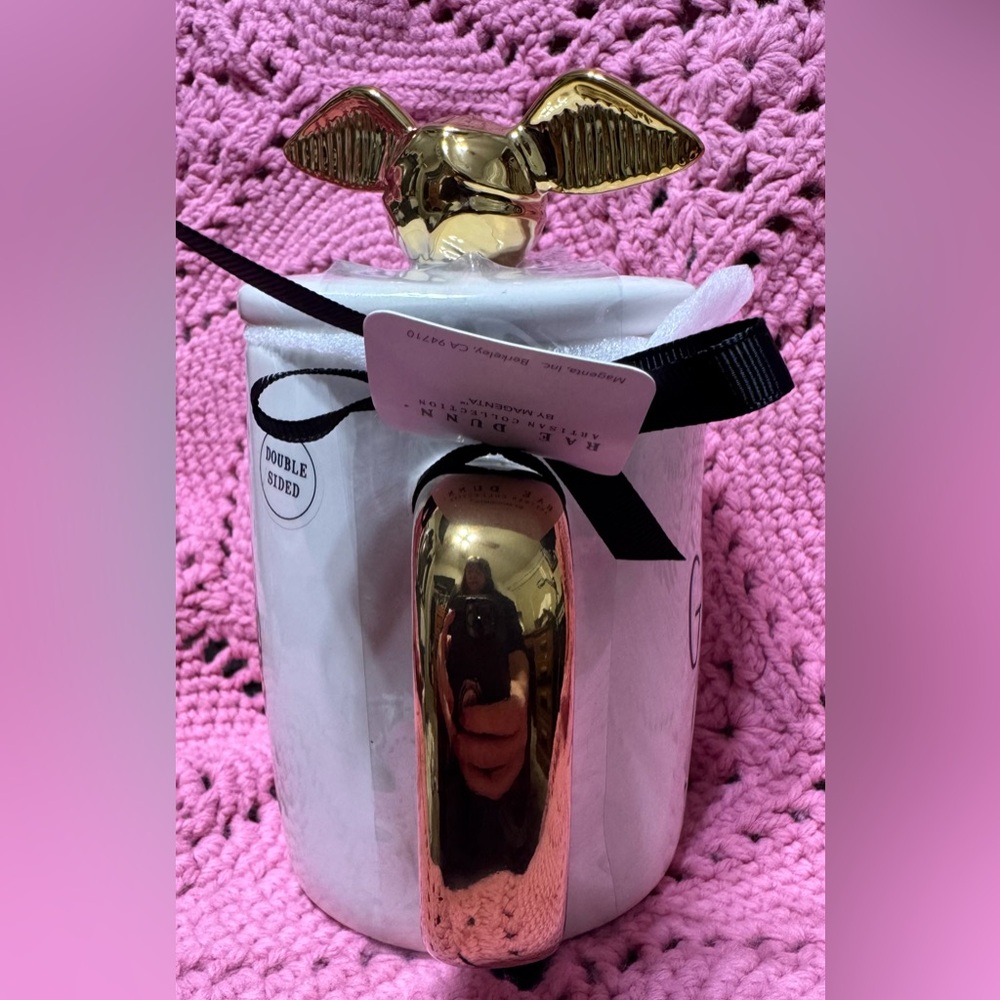 Wizarding World Rae Dunn Golden Snitch Double-Sided Mug w/Topper HTF NWT - Picture 5 of 6